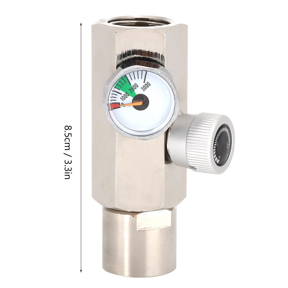 DIN477 Cylinder Soda Adapter with 3000psi Gauge Female TR21-4 Silver Connector for SodaStream