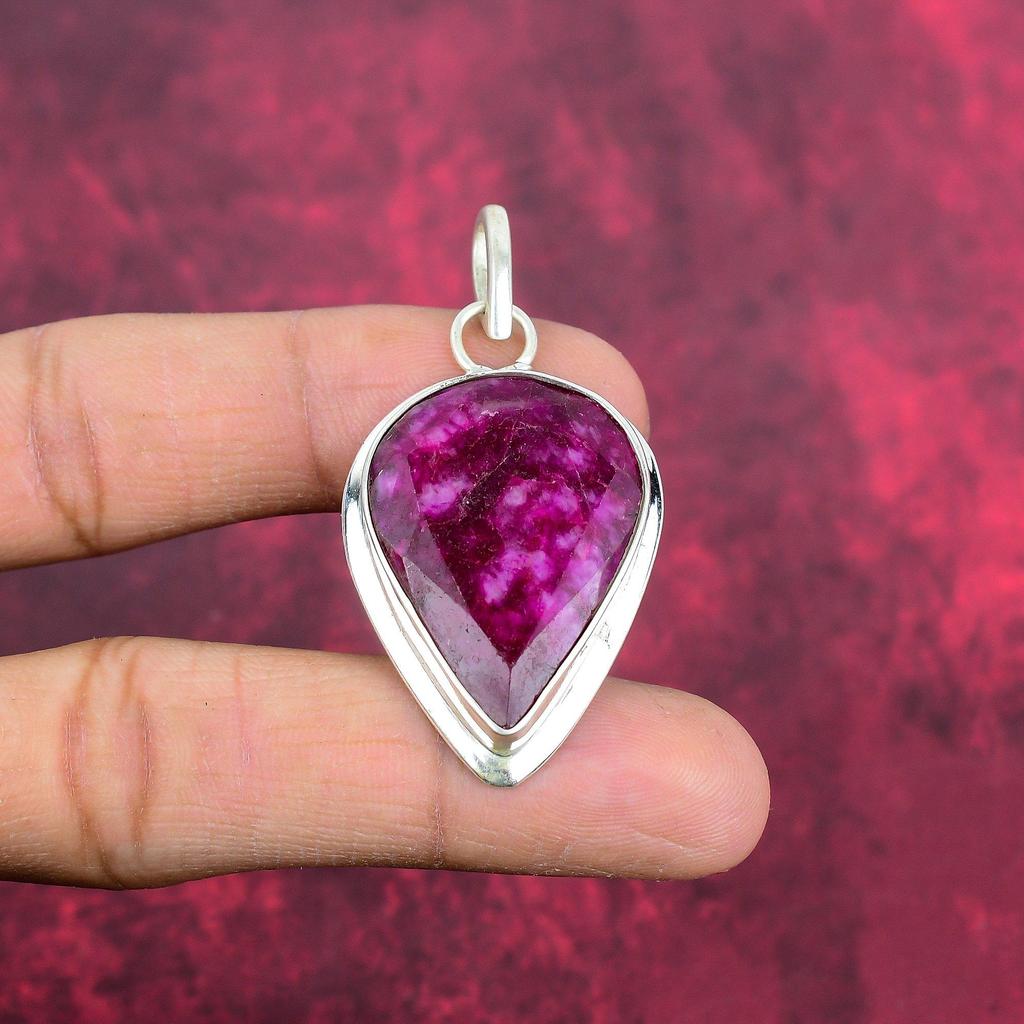 Ювелирные изделия с подвеской из рубина и зоизита, подвеска ручной работы из стерлингового серебра 925 пробы, ювелирные изделия новейшего дизайна