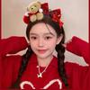 Pony Red Velvet Bow Hairband Cartoon Plush Hair Hoop Sweet New Year Headband  Photo Prop