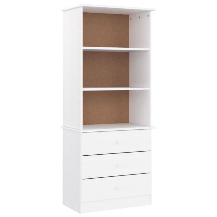 VidaXL Bookcase and Drawers ALTA White 60x35x142 Cm Solid Pine Wood 353952