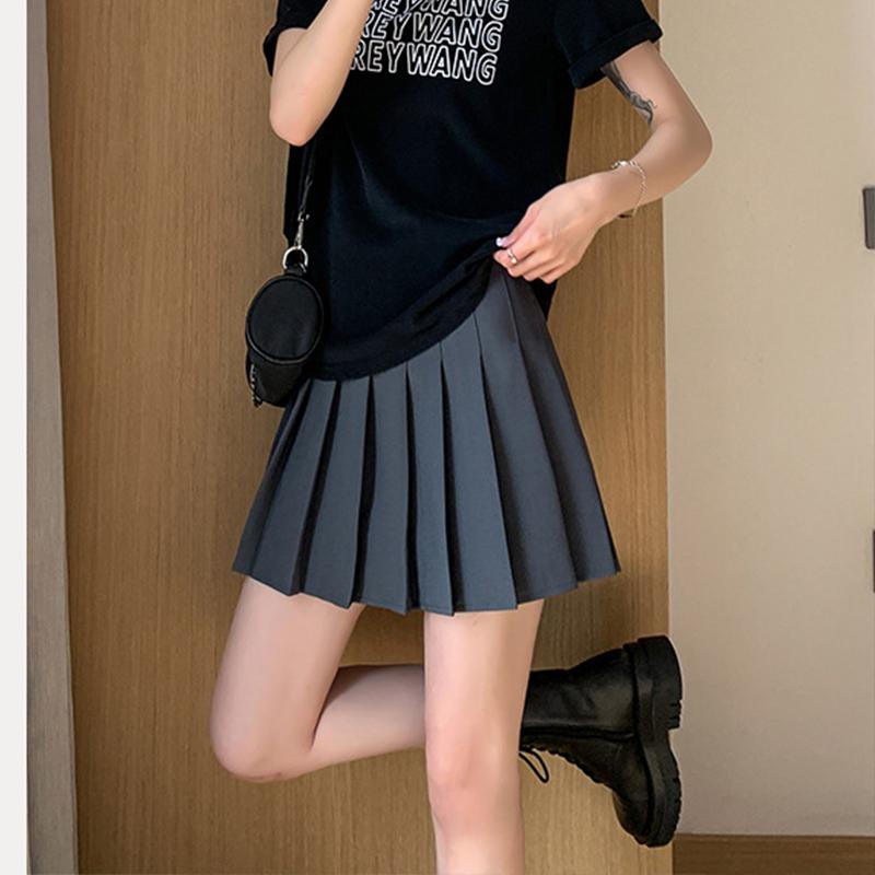 Осенне-зимняя женская плиссированная юбка, белая короткая юбка, тонкая клетчатая юбка трапециевидной формы в японскую клетку с высокой талией