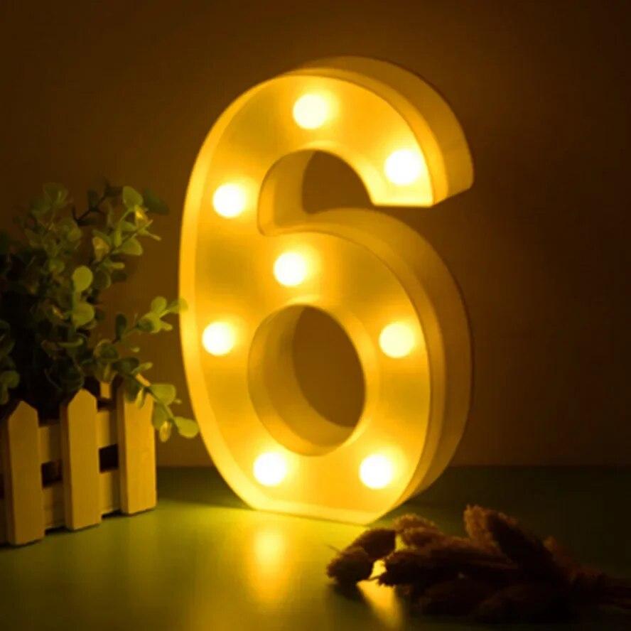 Alphabet Letter LED Lights Luminous Number Lamp Battery Warm Night Light for Home Wedding Birthday Christmas Party Decoration