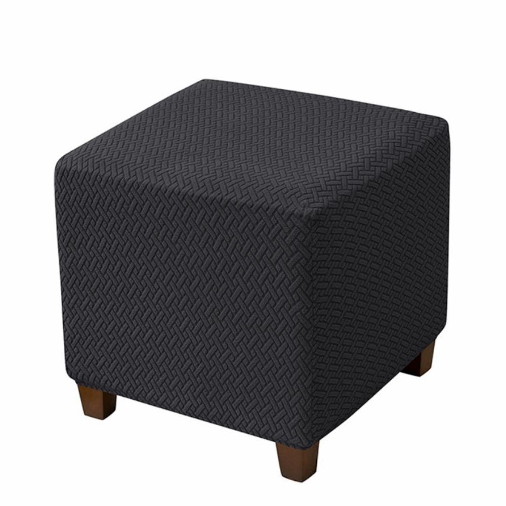 Universal Ottoman Stool Cover T-shaped Pattern Stretchable Sofa Footrest Slipcovers Elastic Band Removable Jacquard Stool Cover