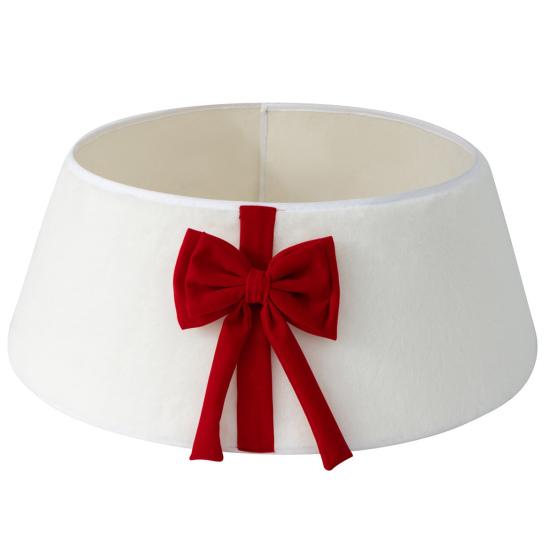 Юбка для рождественской елки Мягкая искусственная замша Дизайн с бантом Складная Многоразовая Накидка на основание Праздничное рождественское украшение