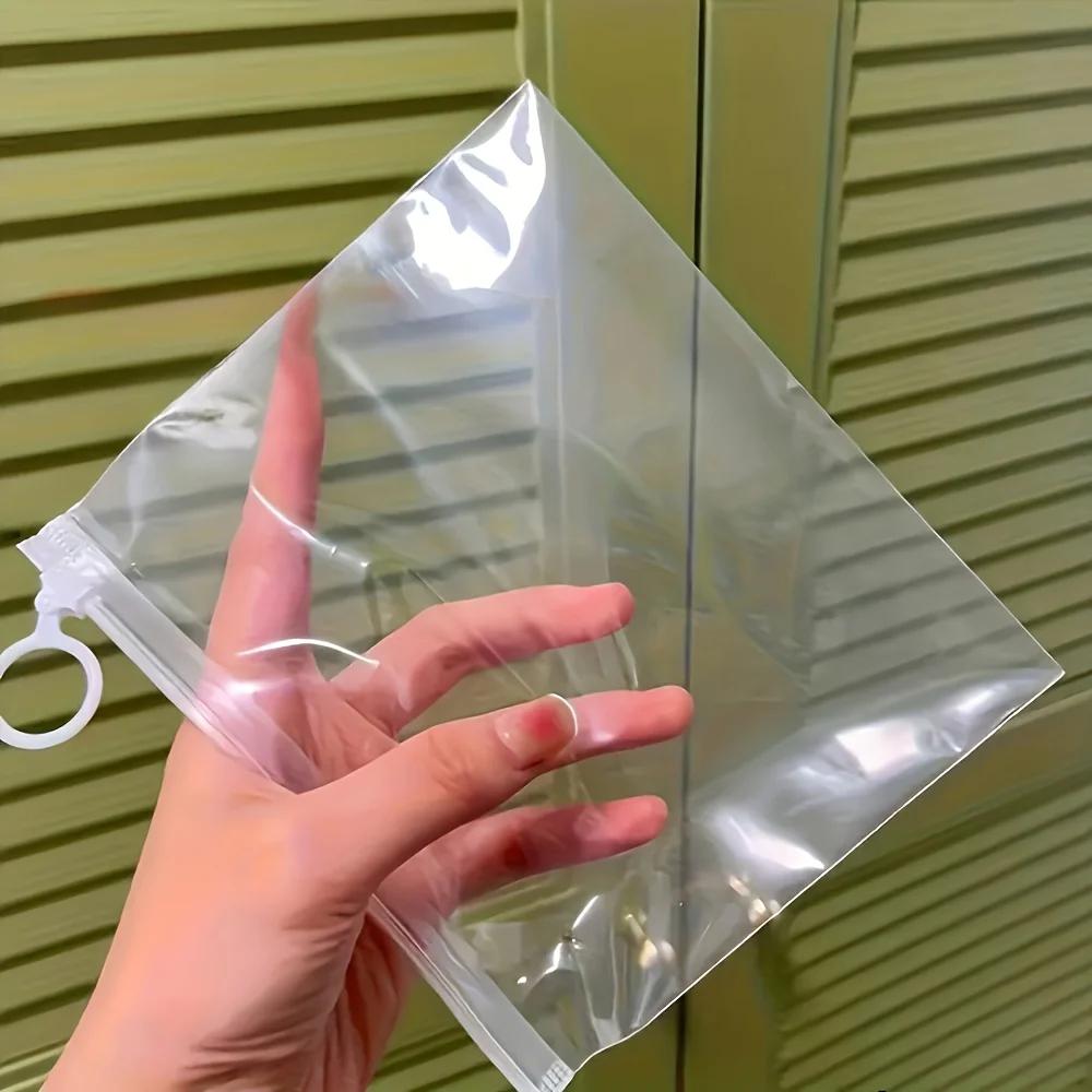 Plastic Zipper Bags Heavy Duty Transparent Travel Storage Bag with Pull Tabs Travel Storage Bag Rectangle Shape Multipurpose Use