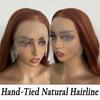 AIMEYA Copper Red Lace Wig Natural Hairline 13x4 Lace Front Wig Heat Resistant Synthetic Hair Long Body Wave Daily Wear Wigs