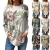 Women's Loose Round Neck Floral Print Long Sleeve T-Shirt Top Pullover
