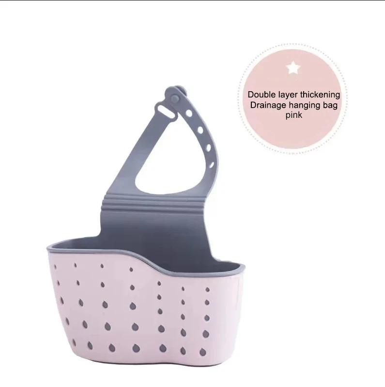 1Pc Sky Blue Creative Sink  And Drainage Rack Hanging Bag Kitchen Faucet Adjustable  And Hanging Basket Sink Strainer Strainer
