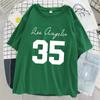 Los Angeles Jersey Number 35 Print Tshirt Women Street Harajuku T Shirts Personality Hip Hop Tee Shirt Breathable Short Sleeve