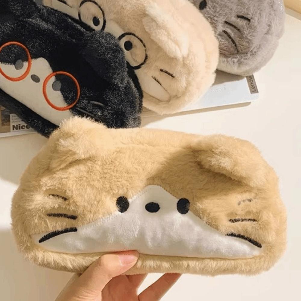 Funny Cat Cat Printed Pencil Case Cute Plush Cat Stationer Bag Student Stationery