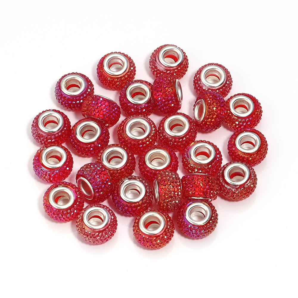 20Pcs 14×9mm Crystal Diamond Resin Beads Plated Colorful Large Hole Beads For Jewelry Making Accessories Diy Bracelet Earrings