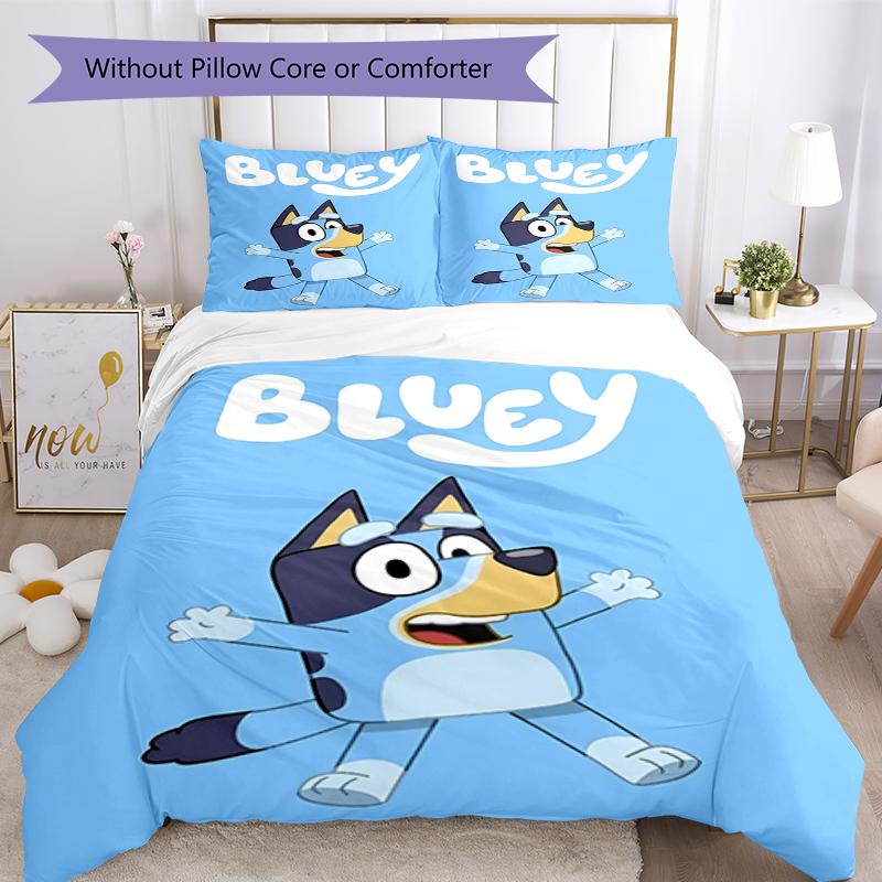 3pcs Bluey Bedding Set Duvet Cover Closure Includes 1 Duvet Cover & 2 Pillowcases, Soft and Comfortable for All Seasons.