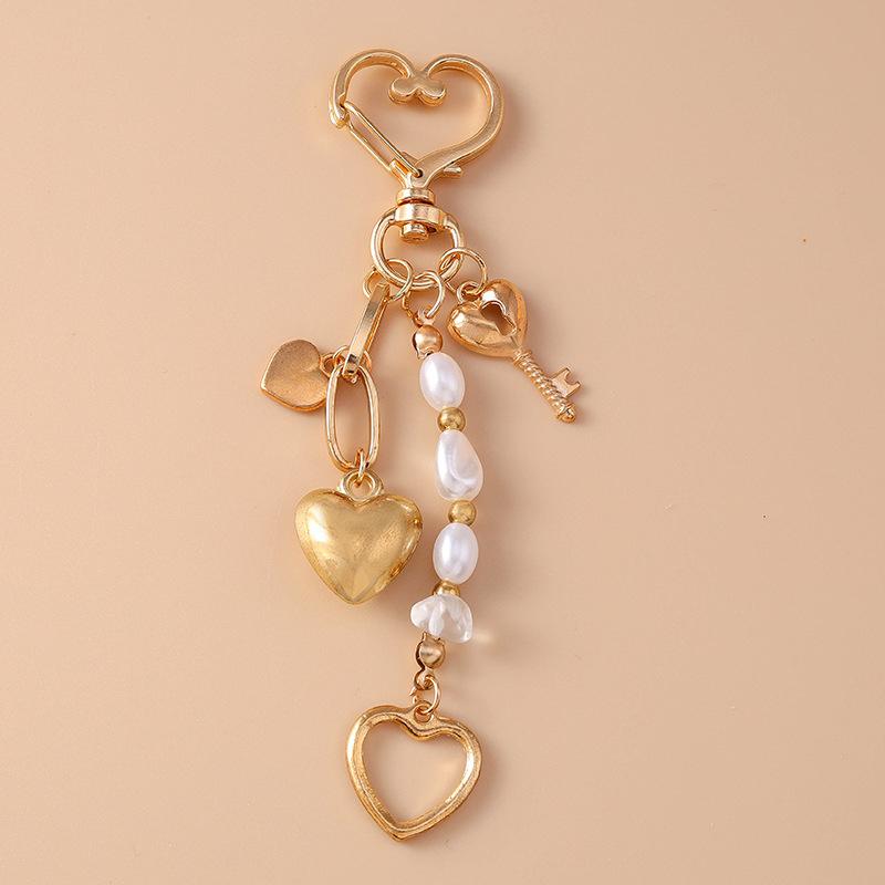 Alloy Love Heart Key Chain Shell Starfish Key Ring Pendants For Women Girls Handbag Decor Diy Handmade Jewelry Gifts