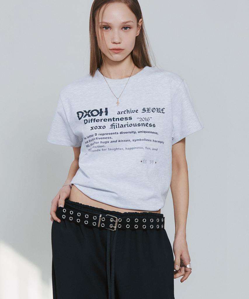 D.XO.H Футболка с текстовым слоганом Белый меланж