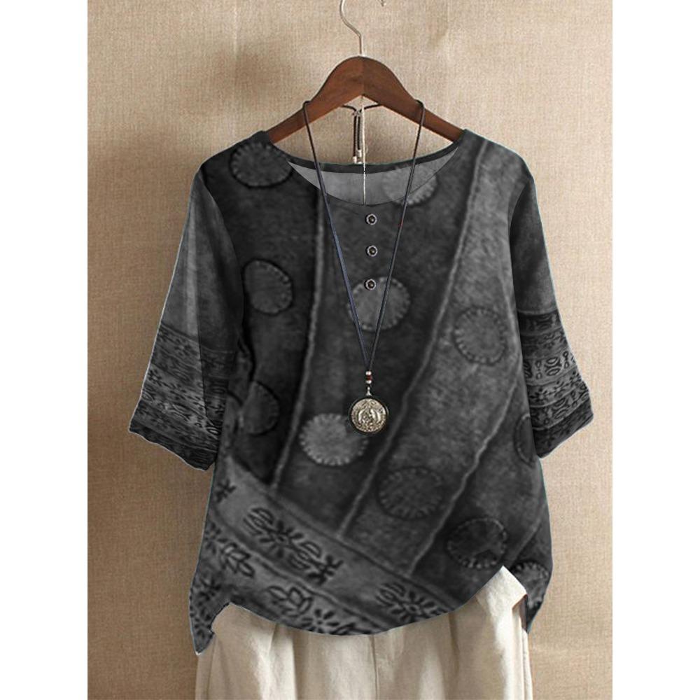 GMXIA Women's Loose Fashion Loose Digital Print Casual Top