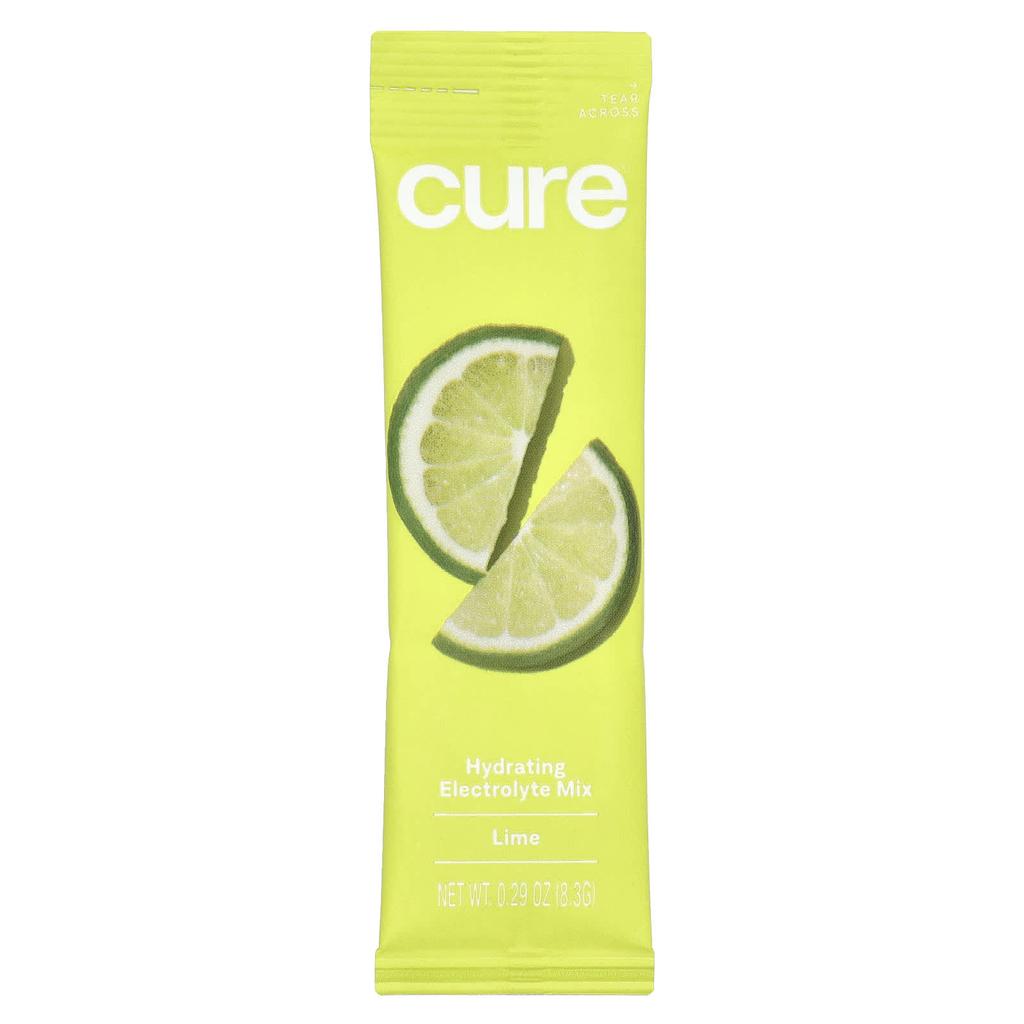 Cure Hydration, увлажняющая электролитная смесь, лайм, 14 упаковок, 0,29 унции (8,3 г) каждый
