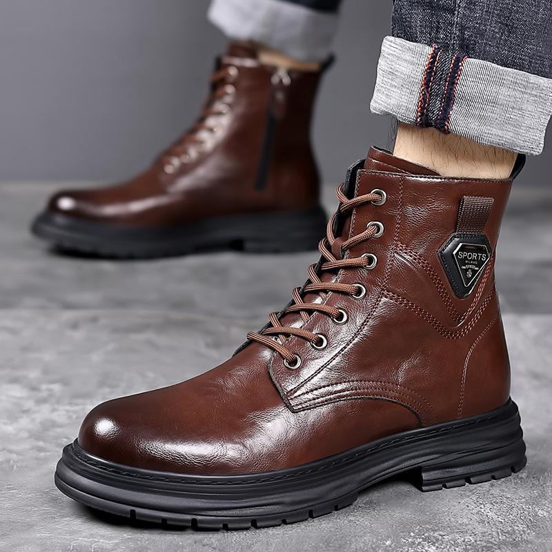Модные осенне-зимние ботинки из коровьей кожи для мужчин, новые дизайнерские модные повседневные рабочие туфли для мужчин, модные повседневные ботинки на платформе для мужчин