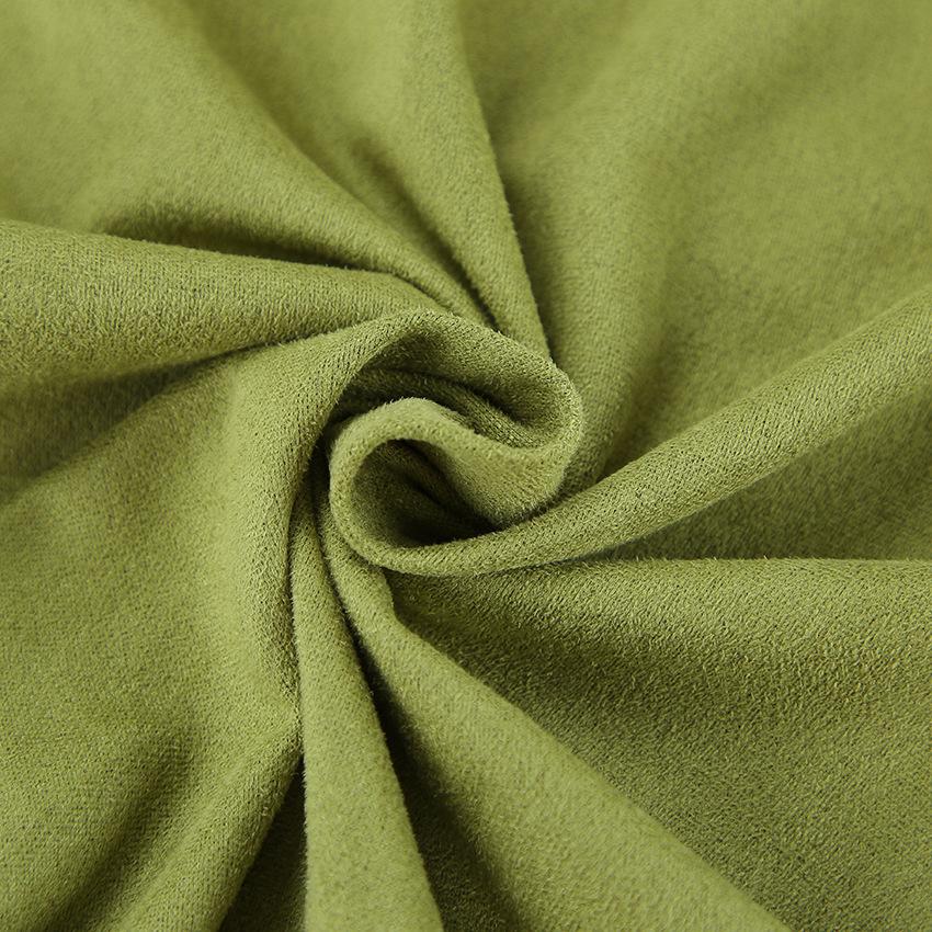 2025 Осень Винтаж Зеленая замшевая юбка А-силуэта с разрезом по низу и высокой талией, облегающая вельветовая юбка миди