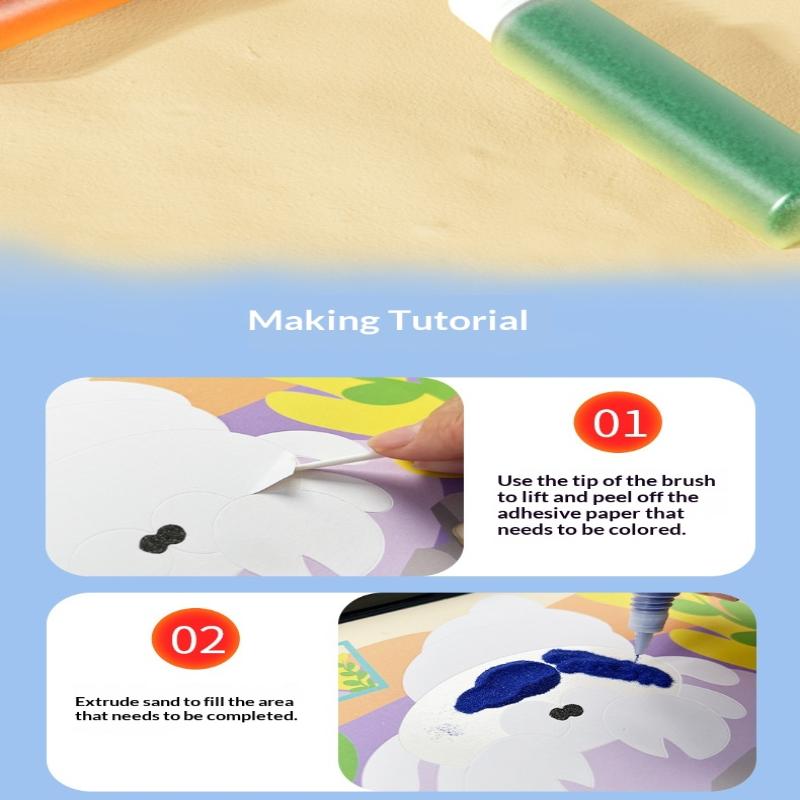 Образовательный набор для рисования песком DIY — 12 цветов для детского творчества и концентрации