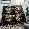 1 шт. Фланелевое одеяло с принтом леопардового бантика, Высокое качество, Комфортное для всех сезонов, Декор для дома, Тепло и уют, Идеально для подарков