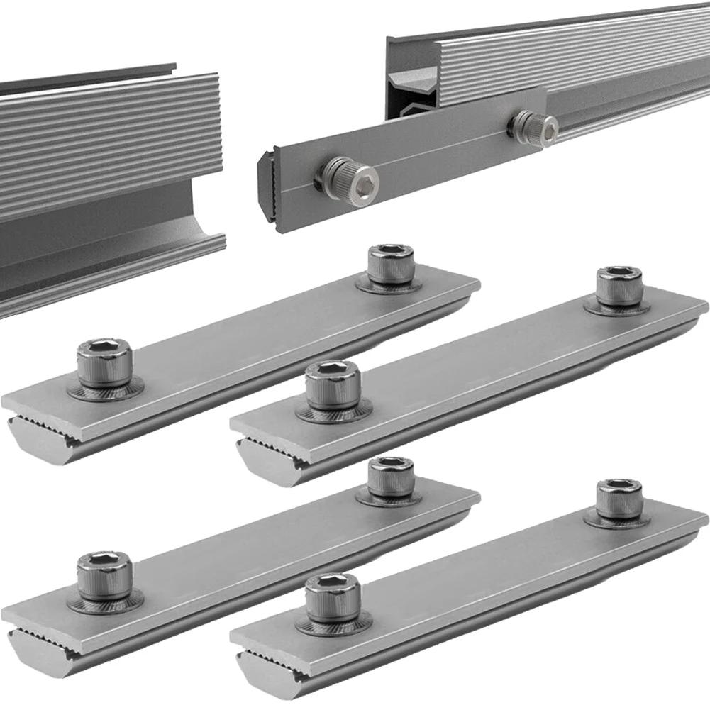 Pv кронштейн направляющий рельс соединитель универсальный солнечный модуль рельсы профиль соединители алюминиевый сплав монтажное соединение 14 см