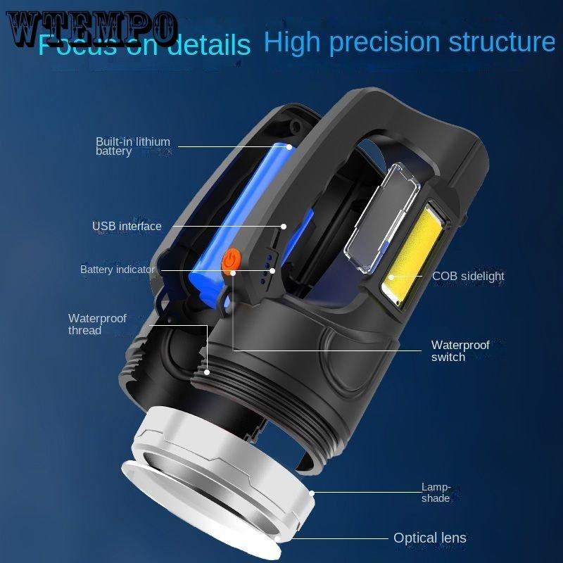 Перезаряжаемый уличный сверхяркий фонарик дальнего действия Портативный прожектор Высокопроизводительные промышленные и горнодобывающие фонари