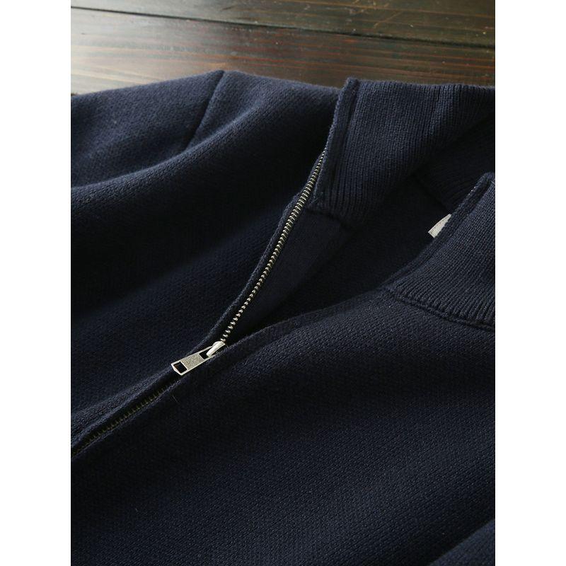 Scandinavian Order! Heavy Weight 100/Pure Cotton! Export Tail Goods Men Fall and Winter Stand Collar Knitting Cardigan Sweater Outwear