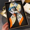 Imitation Silk Square Scarf Women Luxury Floral Print Soft Satin Kerchief Hairband Neck Scarf Foulard Bag Ribbon Ties