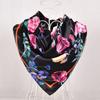 [BYSIFA] Navy Blue Chinese Roses Large Square Scarves New Female Elegant Large Silk Scarf Fashion Ladies Accessories 90*90cm