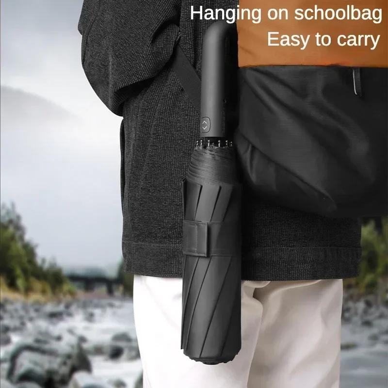 20 Bones Windproof Strong 105CM Reinforced Automatic Folding Umbrella for Men, Large Buckle Handle Wind and Water Resistant