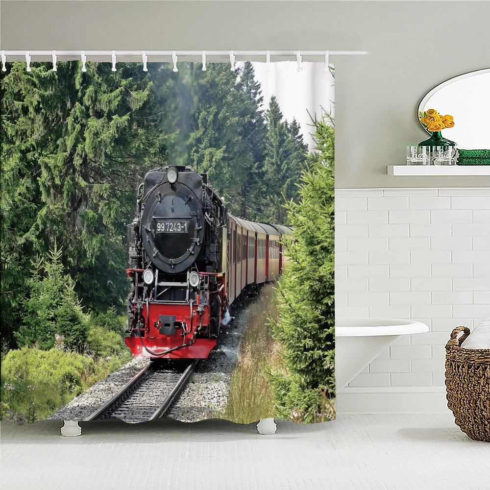 3d Printed Natural Forest Landscape Shower Curtain Waterproof Fabric Waterfall Bathroom Curtains Wall Decoration Large 300x180