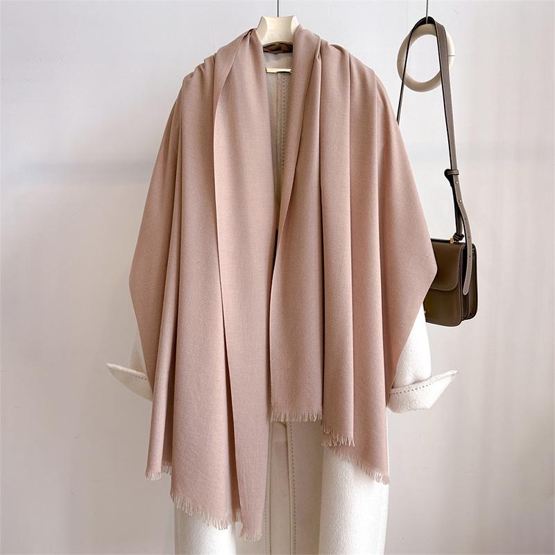 Luxury Winter Cashmere Scarf Women Solid Handkerchief Warm Pashmina Female Shawl Tassel Wrap Soft Pareo Bufanda Scarves Stole