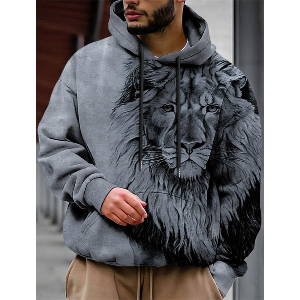 Men's Unisex Hoodie Fashion Pullover Hoodie Sweatshirt Hooded Animal Wolf Lion Dragon Tiger Print Daily 3D Print Casual Hoodies