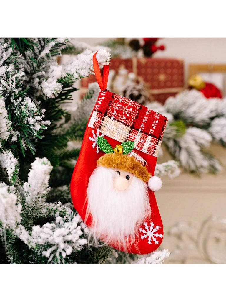 Christmas Tree Hanging Mini Stockings Decoration Small Candy Gift Bag Santa Claus Snowman Reindeer Bear Decorative Socks