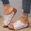 Fashion Plus Size Fashion Print Wedge Slippers Women Summer 2024 Comfort Med Heels Platform Sandals Woman Casual Outdoor Beach Slides
