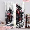 2pcs,2D Plane Printing Creative Curtains Red Riders Versatile Polyester Fabric (without Rod) Decorations Inside Ldeal for Living