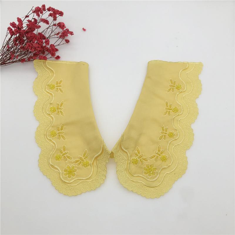 Embrodiery Neckline Collar Cover Lace Flower Bead Peter Pan Fake Collar Women Detachable Collars Removable Lapel False Faux Col