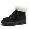 Female Shoes On Sale 2024 Lace Up Women's Boots Winter Plush Fleece for Warmth Round Toe Solid Short Barrel Low Heel Snow Boots