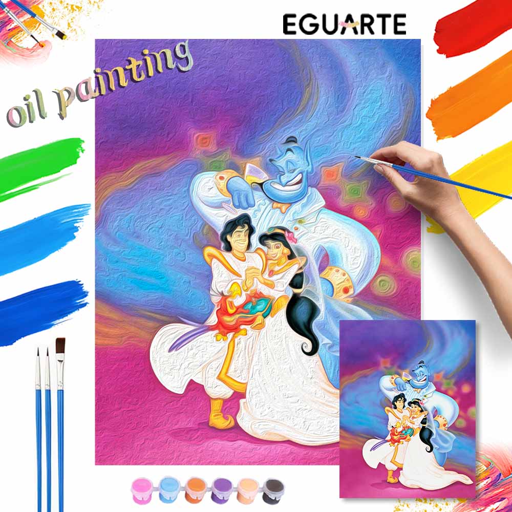 Disney Aladdin Jasmine Genie DIY Oil Painting Art Painting Kit Home Wall Decor Handmade Gift Special Wedding Romantic Keepsake Decor
