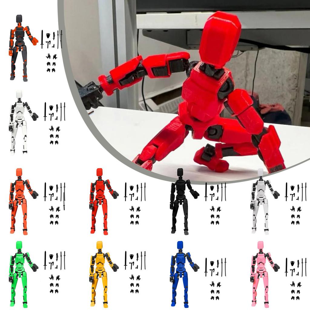 Articulated Action Figure with Interchangeable Parts and Accessories, Durable Red Design for Creative Play and Collecting