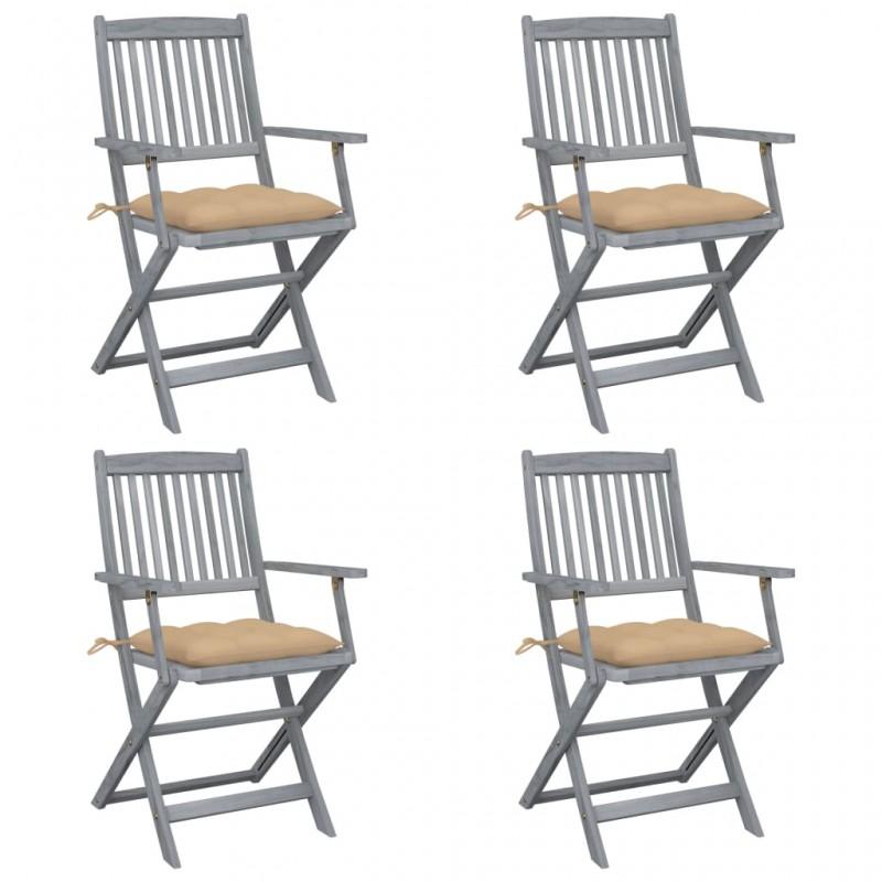 Day and Night - Day and Night Folding Garden Chairs 4 Pcs Cushions Solid Acacia Wood
