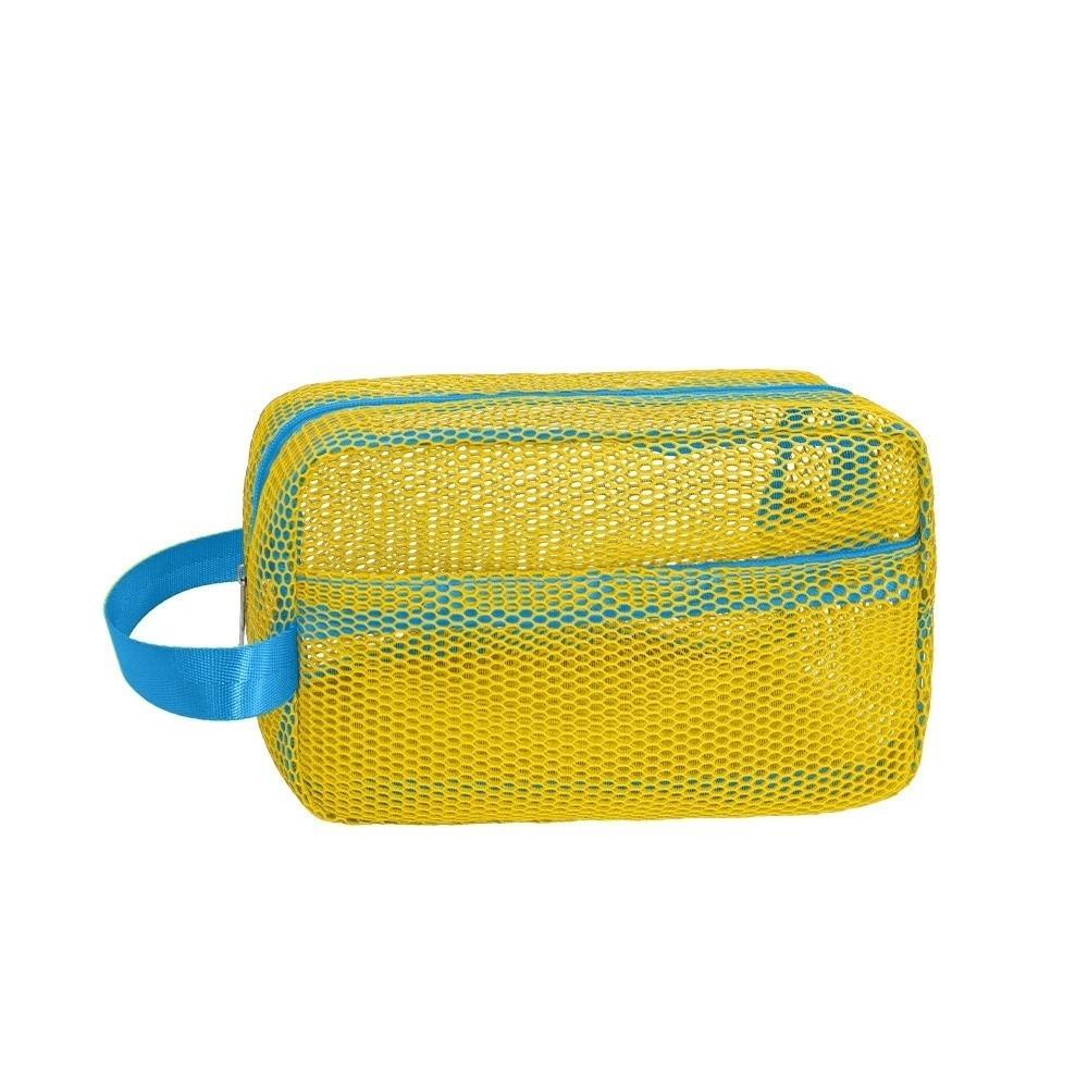 Candy Color Mesh Cosmetic Bag Large Capacity Transparent Storage Pouch with Zipper Internal Pocket
