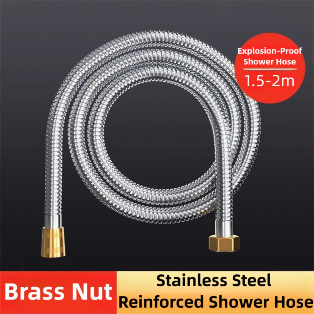 Reinforced Handheld Shower Head Hose Brass Nut Replacement Hose Universal Shower Hose Home Hotel