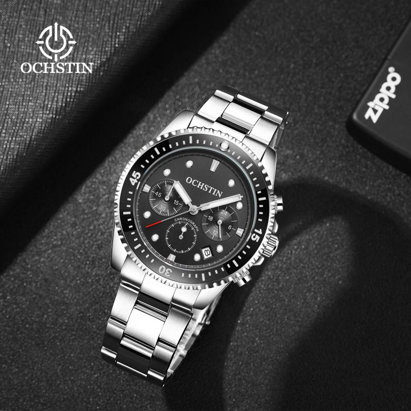 OCHSTIN Man Multifunctional Quartz Movement Stainless Steel Wristwatch Luxury Men‘s Waterproof Luminous Hands Watches