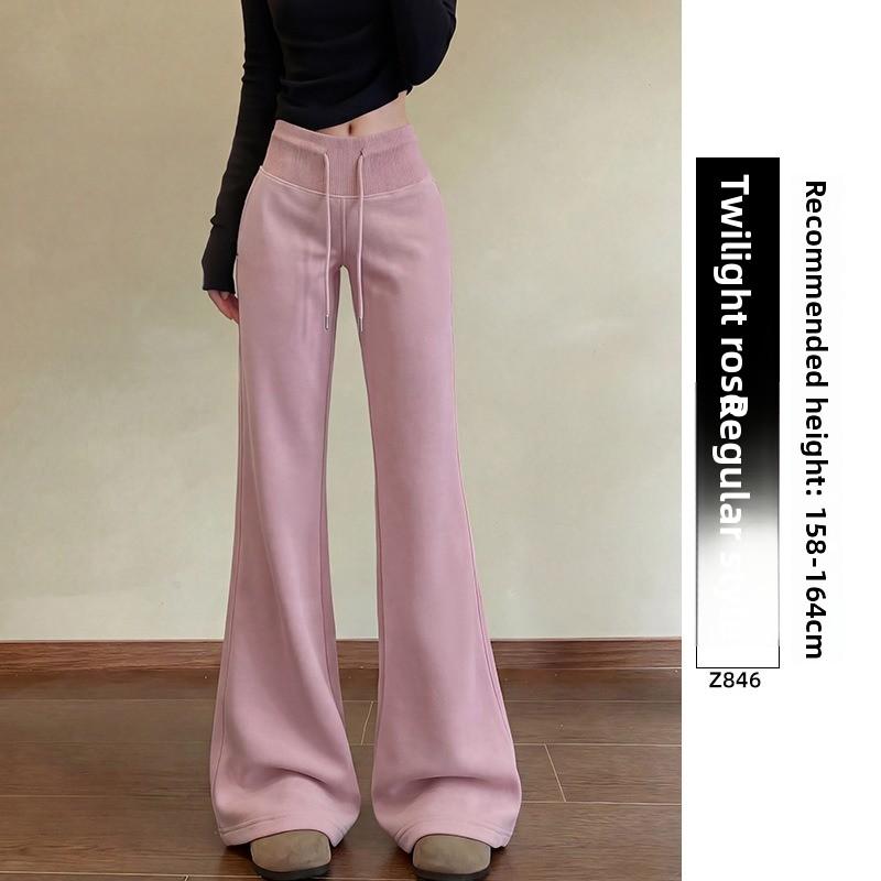Gray micro-flared pants women's autumn new high-waisted slim-fitting and thin casual yoga sweatpants