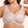 Ultra-Thin Plus Size Lace Bra with Wide Straps - Minimizes Large Chest Appearance