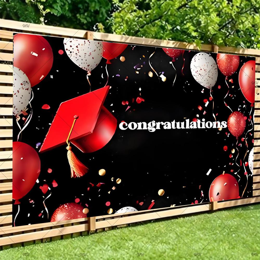 Congratulatory Graduatio Celebration Theme Party Decoration Background Graduates Backdrop Photography Studio Props Student Gifts