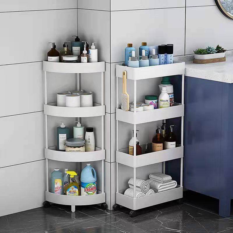 3/4/5-слойная кухонная полка для хранения, треугольная подвижная пластиковая полка для ванной комнаты, компактный органайзер на колесах