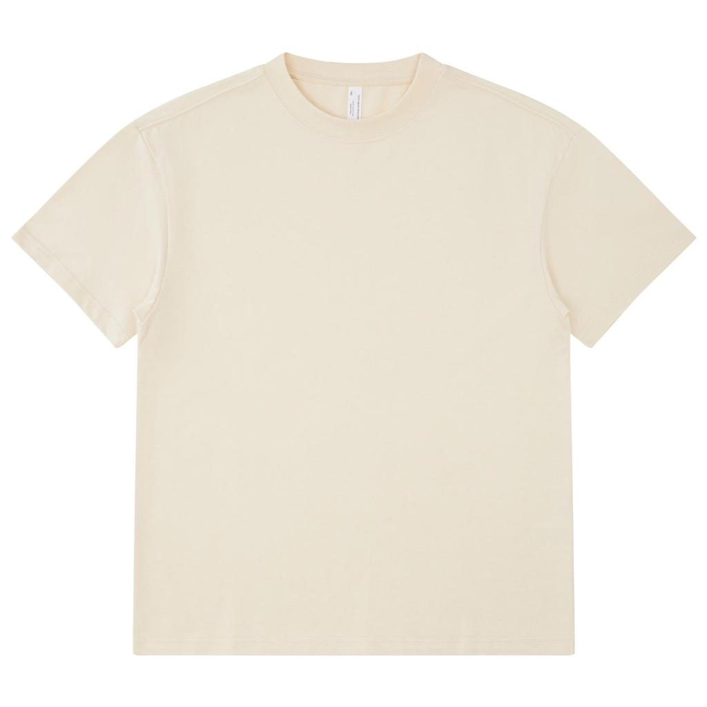 Мужская футболка High Street Trendy из японского плотного хлопка, 275 г, короткие рукава, свободный крой, небольшой воротник, однотонный цвет.