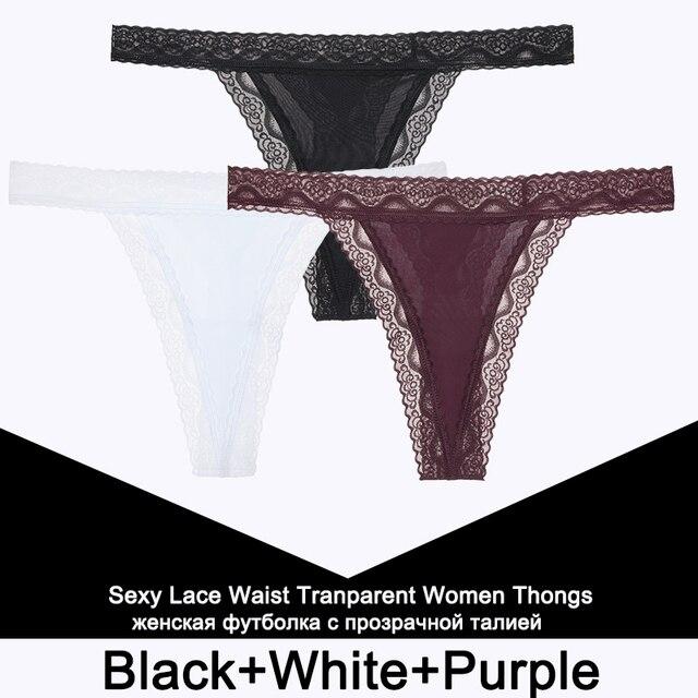 FINETOO 3PCS/Set Sexy S-XL Women Cotton Panties G-string Woman's Underwear Girl Lace Female Lingerie T-Back Lady Thong Intimates